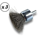 Kibros - Brosse en bout sur tige Fil acier 0,40 mm Forme demi-spère Diamètres 28 mm - Quantité x 3 - ø 28 mm - acier - Dure