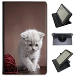 Fancy A Snuggle Fluffy Kitten Playing With Ball of Wool Universal Faux Leather Case Cover/Folio for the ALBA 7"