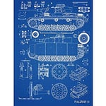 Artery8 Panzer III 3 German Medium Tank Blueprint Plan Art Print Canvas Premium Wall Decor Poster Mural