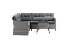 Venture Design Watford sofagruppe Grå med grå hynde 3-personers ende, 2-personers ende & bord 80x80 cm
