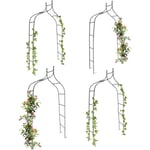 Relaxdays - Set de 4 arches à rosiers courbée avec pointe, métal 2,4 m, arceau de jardin, obélisque, tuteur plantes grimpantes, vert