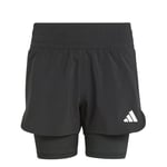 adidas Fille All Sports Pacer NXT 2IN1 Shorts, Black/White, 13-14 Years