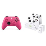 Xbox Manette sans Fil - Deep Pink Series X, Series S, One, Windows 10 & 11, Android et iOS+Venom Station de chargement USB double avec 2 blocs-batteries rechargeables - blanc