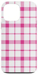 iPhone 13 Pro Max Pink Checkered Plaid Flannel Gingham Pattern Checker Rustic Case