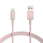 Amazon Basics Câble USB-A vers Lightning en nylon tressé Chargeur certifié MFi pour iPhone Rose doré 1.8 m Lot de 2