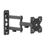 PureMounts TV Monitor Wall Mount, Universal Tilt & Swivel Mount with Articulated Arm, Max VESA 100x100mm, for 13-32" TV Monitors up to 20kg, Black