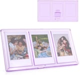 Ca E Photo 3 En 1 Avec Trois Ouvertures 2X3 Pouces - Mini Ca E Photo - Affichage Photo Transparent Compatible Avec Le Film /Polaroid Instax - Violet