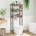 Meuble WC Etagere au-Dessus des Toilettes a 3 Niveaux avec 4 Crochets Cadre en Metal 63x24x165 CM Gris