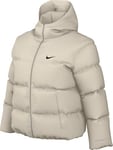 Nike Veste Sportswear Classic Puffer Therma-Fit Ample Veste à capuche pour femme, Lt Orewood Brn/Blanc, FZ5899-104, M