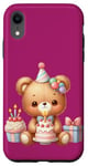 Coque pour iPhone XR Birthday Wishes Ours en peluche marron pour fille ou garçon