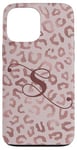 Coque pour iPhone 13 Pro Max Letter S Initial Leopard Rose Pink Cheetah Monogram