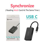 lecteur de cartes mémoire USB Type C 3.0,adaptateur multi-lecteurs pour Micro SD SDHC SDXC MMC TF CF MS Pro Duo Stick - Type USB C (Synchronize)