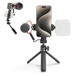 SMALLRIG VK-50 Vlogging Kit pour iPhone, Kit de Création de Contenu for Youtube et TikTok Starter, Video Recording Equipment, avec Phone Tripod, Phone Mount, Lumière et Micro de Fusil de Chasse - 4369