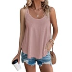 SEDEX Womens Tops, Summer Tops for Women UK Ladies Sleeveless Vests Round Scoop Neckline Swing Vest Tops Loose Fit Tanks Casual Tees Spaghetti Strap Camisole（Pink,XL）