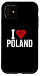 iPhone 11 Funny Design Retro I Love Poland with a Red Heart Case