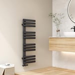 EMKE Sèche Serviettes à Eau Chaude Tube Ovale,112x40cm,Radiateur de Salle de Bains à Tube Ovale,Porte-Serviettes pour Le Chauffage de la Salle de Bain, Chauffage de l'eau Chaude,408W,Anthracite