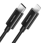 deleyCON 0,5m Câble de Recharge USB-C Lightning Câble de Données Câble de Recharge Ultra Rapide Certifié MFI pour iPhone 14 13 12 11 Pro Max Mini Power Delivery - Noir