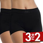 Sloggi Trosor 2P Double Comfort Shorts Svart bomull 40 Dam