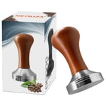 NEOUZA Coffee Machine Espresso Tamper 51mm Barista Coffee Powder Bean Press Wooden Handle 304 Stainless Steel Flat Base,Fit for 51mm Delonghi EC680/EC685 Portafilter
