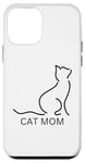 Coque pour iPhone 12 mini Simple Cat Mom Chat Noir Contour Minimaliste Chats