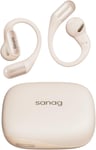 G6S Open Ear Écouteurs Bluetooth 5.3,Ultra Confort, Basses Puissantes, Appels Clairs, IPX4, 36H Playtime, Connexion Multipoint Adaptés au Travail, au Sport, aux Jeux d'exercice,Beige