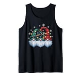 Three Gnomes Men Women Buffalo Plaid Red Christmas Tank Top