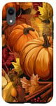 Coque pour iPhone XR Coque motif citrouille d'automne épices feuilles d'automne cannelle