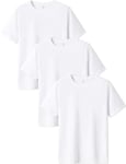 LAPASA Lot de 3 Maillots de Corps Homme Uni en Coton de Qualité Manches Courtes T-Shirt Doux et Confortable M05 Col Rond, Blanc M