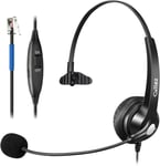 Casque Téléphone Fixe RJ9 avec Micro Anti-Bruit,Oreillette Filaire pour Cisco 7962G 7861 7821 7941G 8841 8845 8861 7811 6851 Bureau Centre d'appel Téléphones VoIP,Plantronics M12 M22(Q1682)