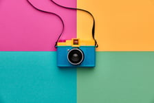 Fashion Film Camera Hot Summer Vibes Pop Art Creative Retro Design camera Hipster Trendy Accessories Sunny summer Still life Bright Sweet fashion Style Surreal Minimal FunVanilla Pastel Color