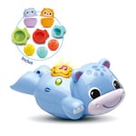 VTech - Théo, Mon Hippo Bébé Nageur, Jouet de Bain Bébé, Hippopotame Qui Nage, Animal Interactif et Musical avec 8 Accessoires de Jeu, Cadeau Enfant Garçon et Fille Dès 1 An - Contenu en Français