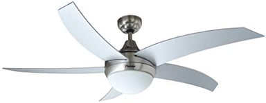 Bestron Ventilateur de Plafond avec Éclairage & Télécommande, Mode Été & Hiver, 5 Pales de Ventilateur, Ø 132 Cm, 60 Watts, Couleur: Argent/Gris