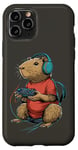 Coque pour iPhone 11 Pro Capybara Gamer Casque de jeu vidéo pour adolescents et joueurs de jeux