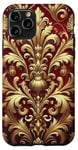 Coque pour iPhone 11 Pro Motif baroque rouge et beige royal