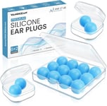 Bleu Bouchons D'oreille Anti-Bruit Pour Dormir, 8 Paires De Boule Quies En Silicone Réutilisables Imperméables, Doux Et