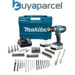 Makita HP488DAEX1 18v Lithium Combi Hammer Drill 2x 2Ah - 74 Screwdriver Bit Set