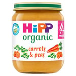 HiPP Organic Carrots & Peas Baby Food Jar 4+ Months 125g (Pack of 6)