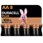 Duracell Plus AA Batteries Pack of 8- Brand New, Free P&P