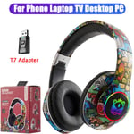 Black T7 Adapter Casque sans fil Bluetooth 5.1 DJ Gamer avec micro, lumière LED RVB, prise en charge de la carte TF, écouteurs pour enfants, TV, PC, PS4, PS5, casque de jeu ""Nipseyteko