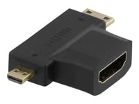 Deltaco Hdmi-22G - Hdmi-Adapter - Hdmi Hona Till Hdmi, 19 Pin Micro Hdmi Type D Hane - Svart