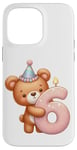 Coque pour iPhone 14 Pro Max Ours en peluche marron pour 6ème anniversaire