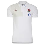 Umbro Mens England Rugby CVC Polo Shirt 2023 2024 Adults Top White/Dew S