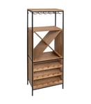 Meuble de Bar Range Bouteilles et Porte Verres en Bois et Métal Noir H 160 cn