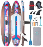 ZLX 320 CM Planche de Paddle Gonflable avec Accessoires Sup Premium pour Tous Niveaux Enfants et Adultes Large et Stable Pont antidérapant Pagaie réglable Ajustable,Laisse et Sac