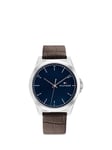 Tommy Hilfiger 1710549 Men's Leather Strap Watch, Brown/Navy