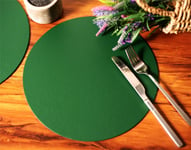 Set of 4 British Racing Green Elementary Round Leatherboard Placemats Tablemats