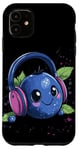 Coque pour iPhone 11 Fruit de myrtille drôle pour les amateurs de casques