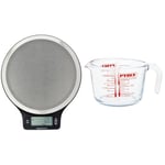Amazon Basics Digital Kitchen Scale with LCD Display (Batteries Included) & Pyrex Glass Measuring Jug, Transparent, 1 Litre