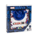 Coffret cadeau de bienvenue pour chiens Avengers - Couleur bleue - Motif super-héros - Taille 28 x 30 x 6,8 cm - Mangeoire, mouchoir, cordes et collier - Produit original conçu en Espagne