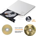 LightScribe External CD DVD Drive, USB 3.0 & Type-C Portable Burner Silver